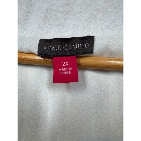 Vince Camuto V-Neck Blouse Ivory Striped Top Balloon Sleeves Holiday Women's 2X - Picture 10 of 11